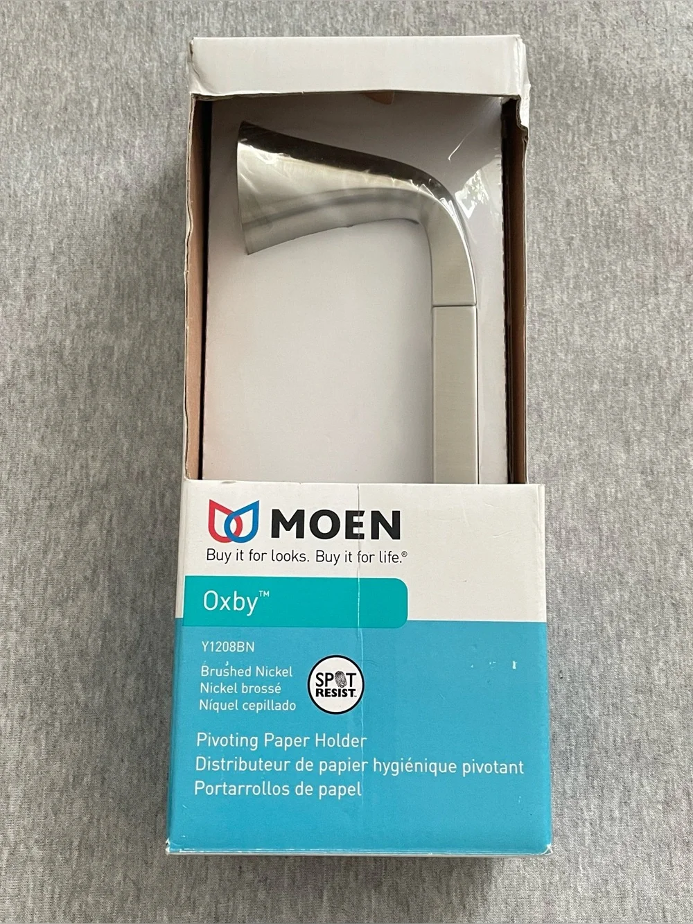 MOEN Oxby Brushed Nickel Pivoting Toilet Paper Holder New in Box
